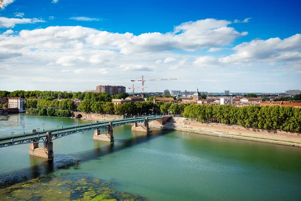 Vue Aérienne Paysage Urbain Toulouse Pont Saint Pierre Sur Garonne — Photo