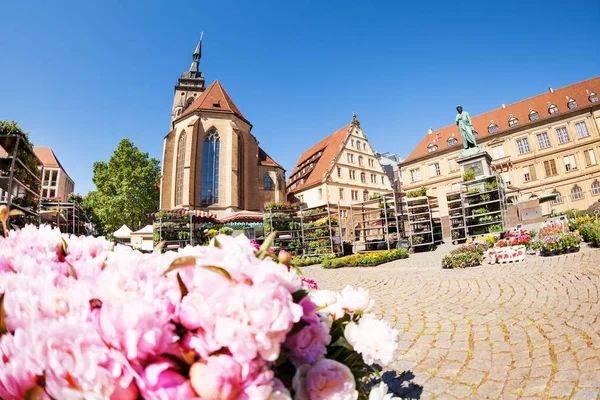 Beautiful View Schillerplatz Square Spring Stuttgart Germany — Stock Photo, Image