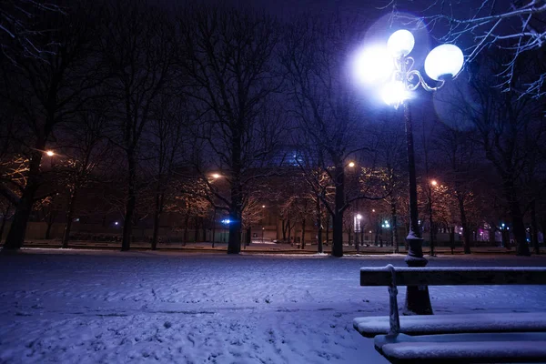 Alley Hóval Borított Park Alapján Utcai Lámpák Párizs — Stock Fotó