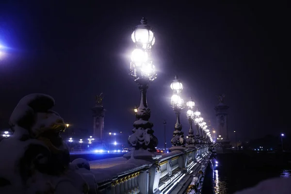 Hermosas Luces Del Pont Alexandre Iii Por Noche París Francia —  Fotos de Stock