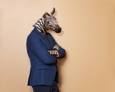 Erkek zebra ofis giyim takım elbise ve gömlek - sakin iş adamı, karışık teknik