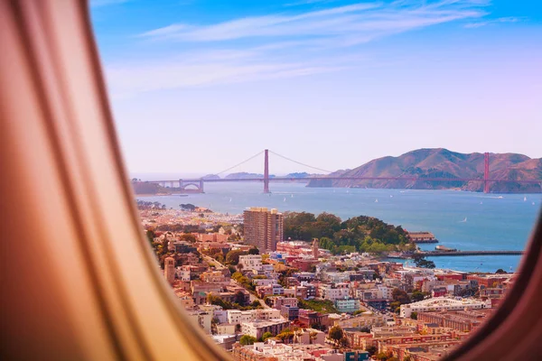 San Francisco and Golden Gate from plane window — Stock Photo, Image