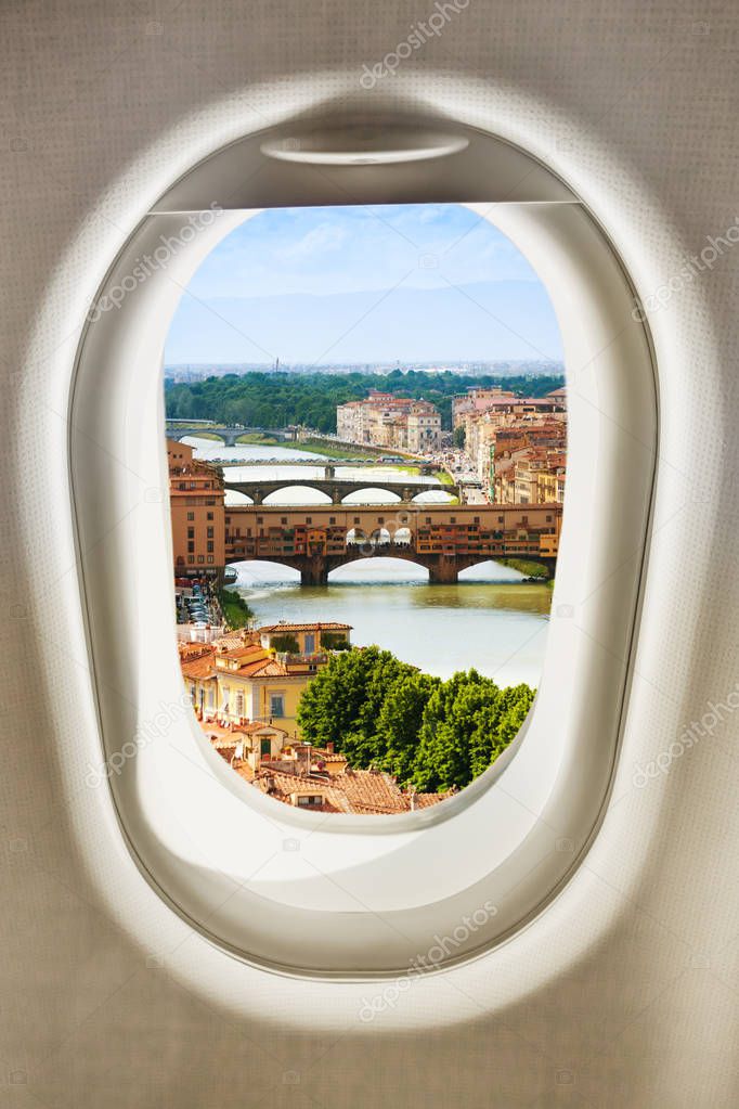 Florence town of Italy view from plane window