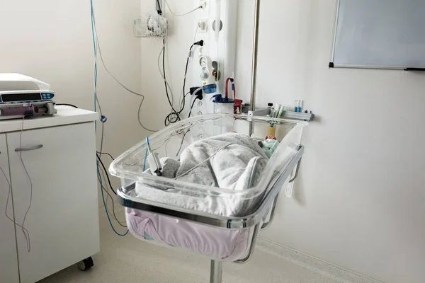 Cama Unidade Terapia Intensiva Neonatal Hospital Infantil Prematuro Com Monitores — Fotografia de Stock