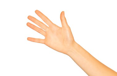 Beyaz arka plan üzerinde izole kadın el ön tarafının resmini yakın