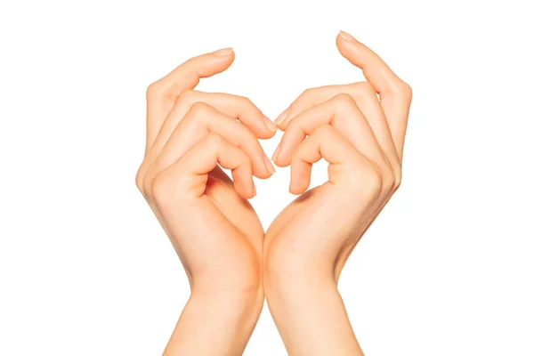 Paar Weibliche Hände Die Sich Mit Handgelenken Und Fingerspitzen Berühren — Stockfoto