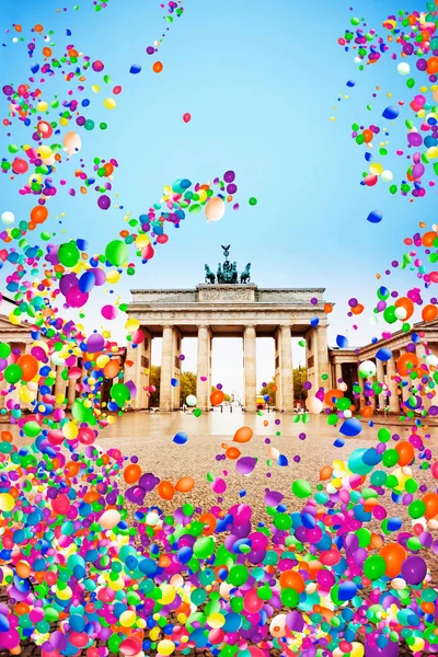 Pariser Platz Brandenburger Tor Vista Berlim Alemanha Com Muitos Balões — Fotografia de Stock