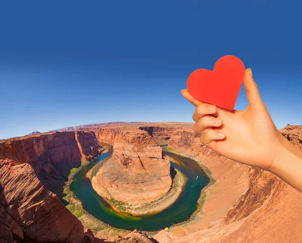 Red Love Heart Achtergrond Horse Shoe Canyon Colorado River Canyonlands — Stockfoto