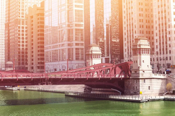 Bridge Lasalle Blvd River City Chicago Illinois Eua — Fotografia de Stock