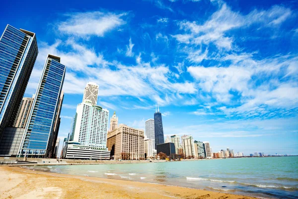 Strand Lake Michigan City Chicago Downtown Illinois Verenigde Staten — Stockfoto