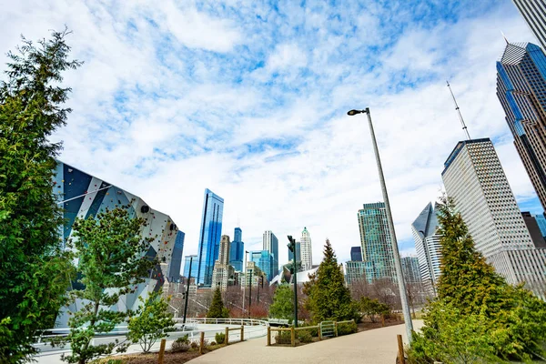 Central Park Chicago City Och Skyskrapor Skyline Illinois Usa — Stockfoto