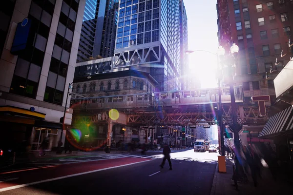 Chicago Street Transport City Metro Bridge Illinois Usa — Stock Photo, Image