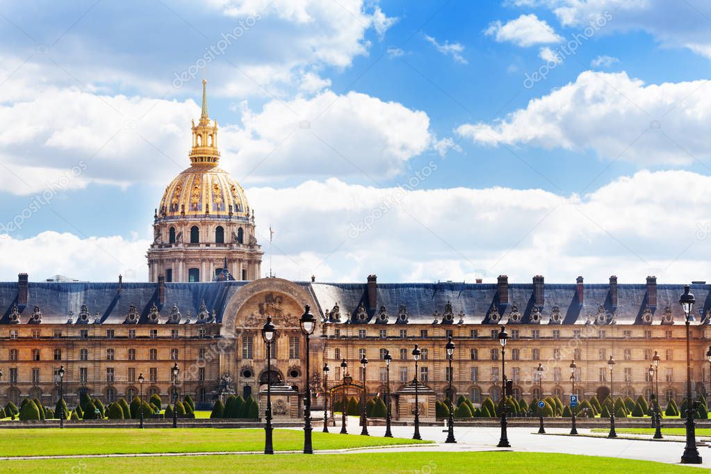 Invalides building and square in Paris during summer, France