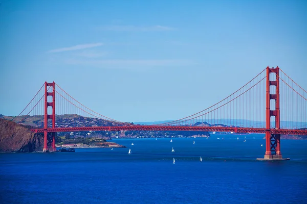 Panoramic View San Francisco Bay Golden Gate Bridge Blue Sky — Stock Photo, Image