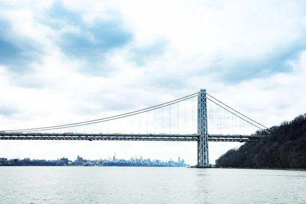 Utsikt Över George Washington Bridge New York Över Manhattan Och — Stockfoto