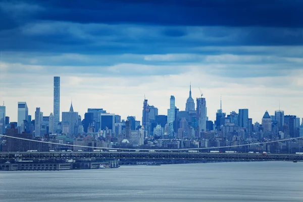 View New York Downtown North Hudson River George Washington Bridge — Zdjęcie stockowe