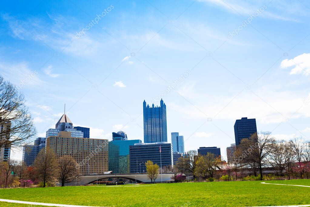 Point State Park view of Pittsburg downtown, Pennsylvania, USA