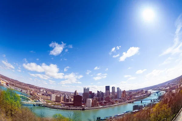 Amplo Panorama Pittsburg Sobre Rio Monongahela Pensilvânia Eua — Fotografia de Stock