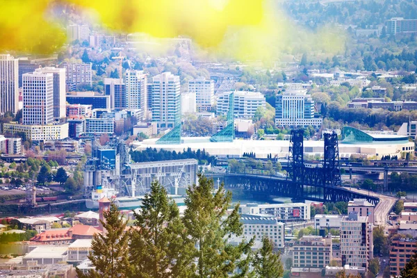 Blick Auf Die Steel Bridge Von Einem Hügel Portland Vom — Stockfoto