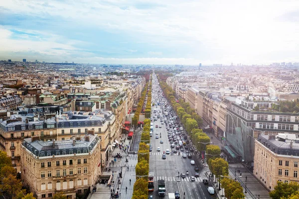 Avenue Des Champs Elysees Widok Góry Paryżu Kierunku Centrum — Zdjęcie stockowe