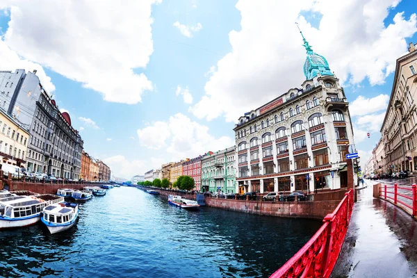 Moyka River Embarkment Pont Rouge Bridge Gorokhovaya Street — Stock Photo, Image