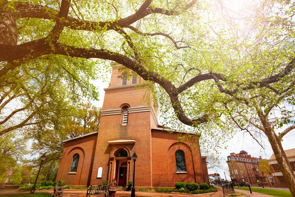 Vista Frontal Parroquia Santa Ana Iglesia Episcopal Annapolis Con Ramas — Foto de Stock