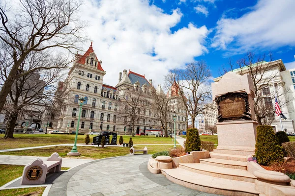 Park New York State Capitol Épület Kilátás Albany Usa — Stock Fotó