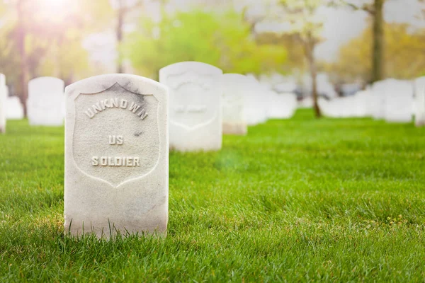 Tombstone Unknown Soldier Cemetery Grass Ground Other Graves Background — Stock Photo, Image