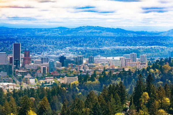 ポートランドのパノラマMacleay Park Pittock Mansion Hill オレゴン州 アメリカ — ストック写真