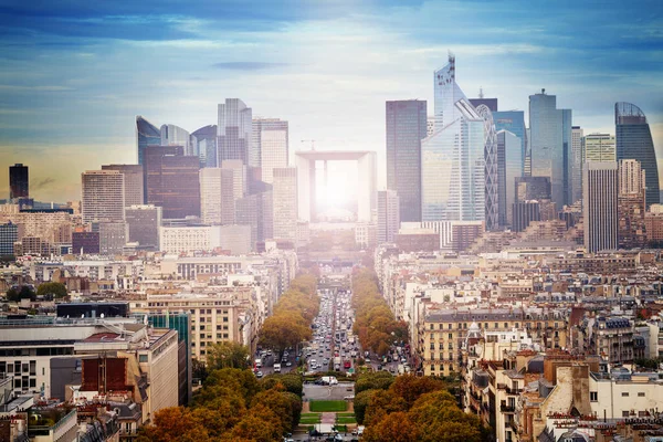 Widok Dzielnicę Obronną Paryża Panorama Łuku Triumfalnego — Zdjęcie stockowe