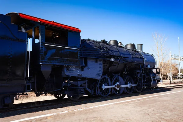 Close View Old Steam Iron Big Locomotive Station Arizona Stany — Zdjęcie stockowe