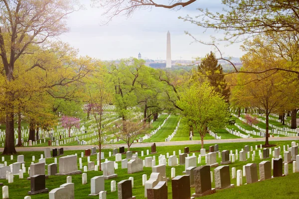 Vista Sobre Washington Monument Obelisk Arlington Cemetery Usa — Fotografia de Stock
