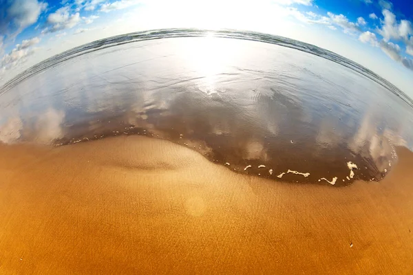 Areia Borda Água Pôr Sol Praia Costa Oeste Califórnia — Fotografia de Stock