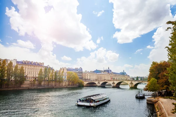 Pont Marie Pont Centre Ville Paris Bateau Sur Seine — Photo