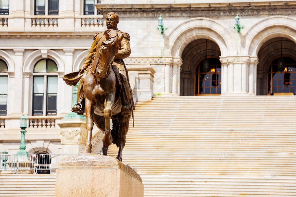 General Philip Sheridan statue near New York State Capitol building