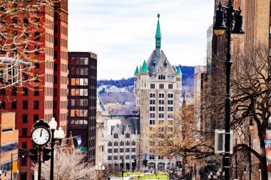 New York Eyalet Üniversitesi Albany şehir merkezi manzaralı Capitol Park, New York, ABD