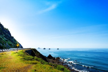 Oregon kıyı karayolu 101 yol ve okyanus manzaralı Gold Beach, ABD