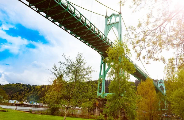 Johns Bridge Höchstgelegene Brücke Portlands Von Unten Oregon Usa — Stockfoto