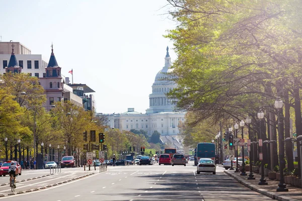 Pennsylvania Avenue Vers Capitole Des États Unis Bâtiment Congrès Sur — Photo