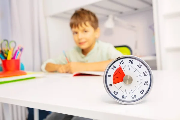 Timer Little Boy Development Therapy Lesson Background — Stock Photo, Image