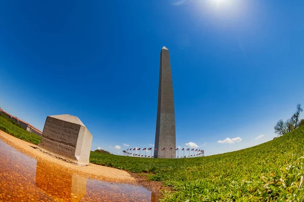 Jefferson Pier Marcador Sobre Washington Monumento Terrenos Obelisco Panorama —  Fotos de Stock