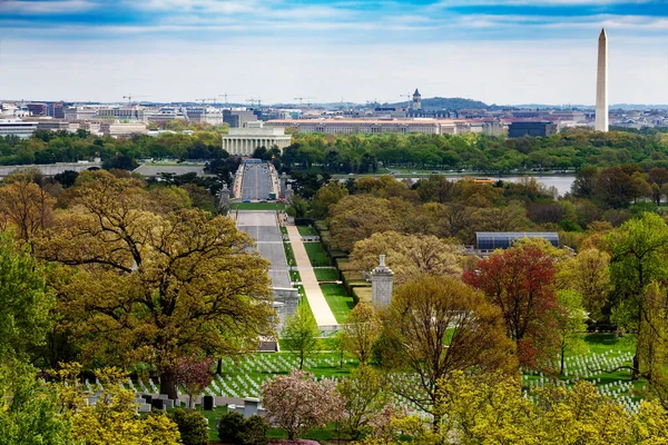 National Mall Lincoln Memorial Washington Monumento Obelisco Vista Cemitério Arlington — Fotografia de Stock