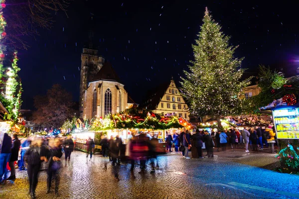 Foire Marché Noël Près Église Evangelische Stiftskirche Stuttgart Allemagne — Photo