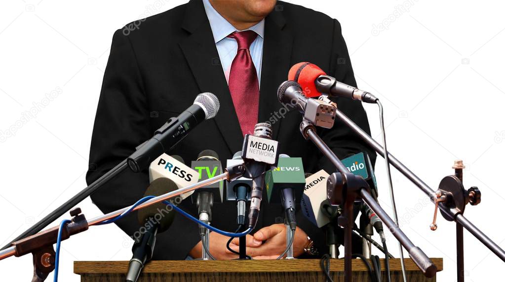 spokesman answering question during press conferance