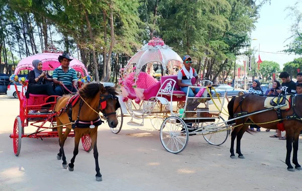 Kuala Terengganu Malaysien Mai 2016 Pferdekutsche Für Touristen Strand Von — Stockfoto