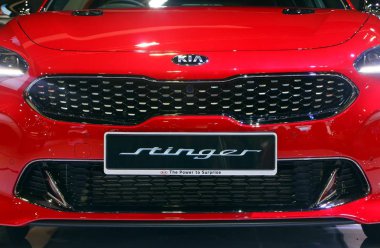 Kuala Lumpur, Malezya - Aralık 1,2018: Kia Stinger, üretimi KIA Motor Corporation Kore, Kuala Lumpur International Motor Show (Klims) Kuala Lumpur, Malezya sırasında gösterilen.