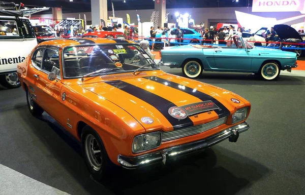 Kuala Lumpur, Malezya-Aralık 1,2018: Ford Capri 1968 1986, Kuala Lumpur Uluslararası Otomobil Fuarı Fuar süresince görüntülenen arasında Ford Motor Company tarafından inşa fastback darbe olduğunu.