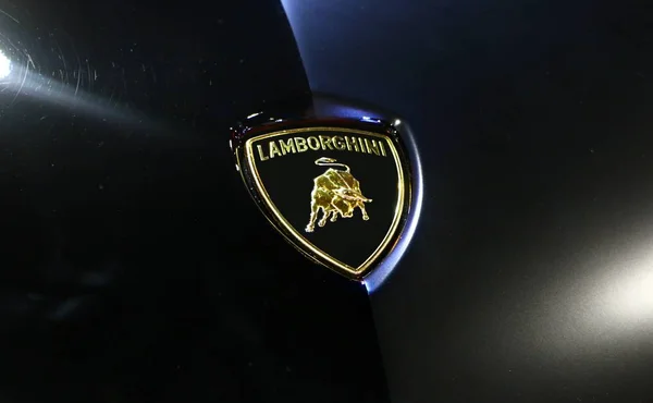 Kuala Lumpur Malajsie Prosinec 2018 Lamborghini Logo Černé Auto Tělo — Stock fotografie