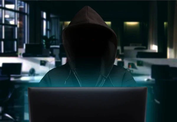 Hacker Stealing Data Night — Stock Photo, Image