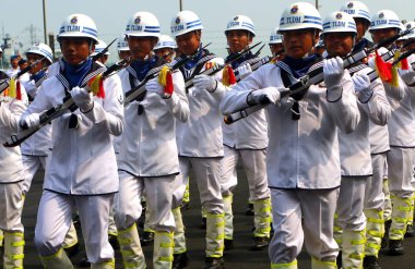 Pelabuhan Klang,Selangor, Malezya - 13 Nisan 2019 : Malezya Kraliyet Donanması (Tldm) müfrezesi Pelabuhan Klang, Selangor,Malezya'da düzenlenen 85.